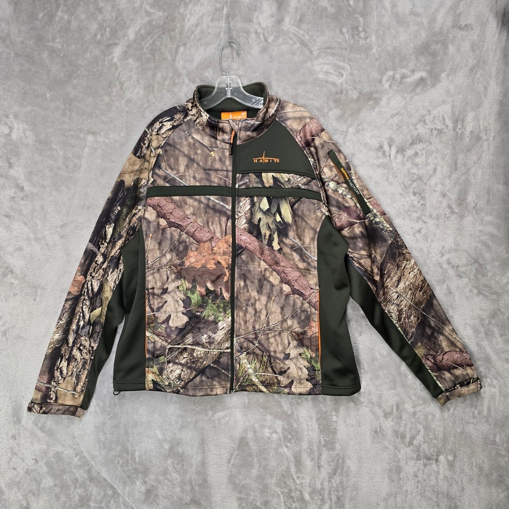 Habit Mens Mossy Oak Camo Full Zip Fleece Lined Jacket Hunting Scent Factory XL